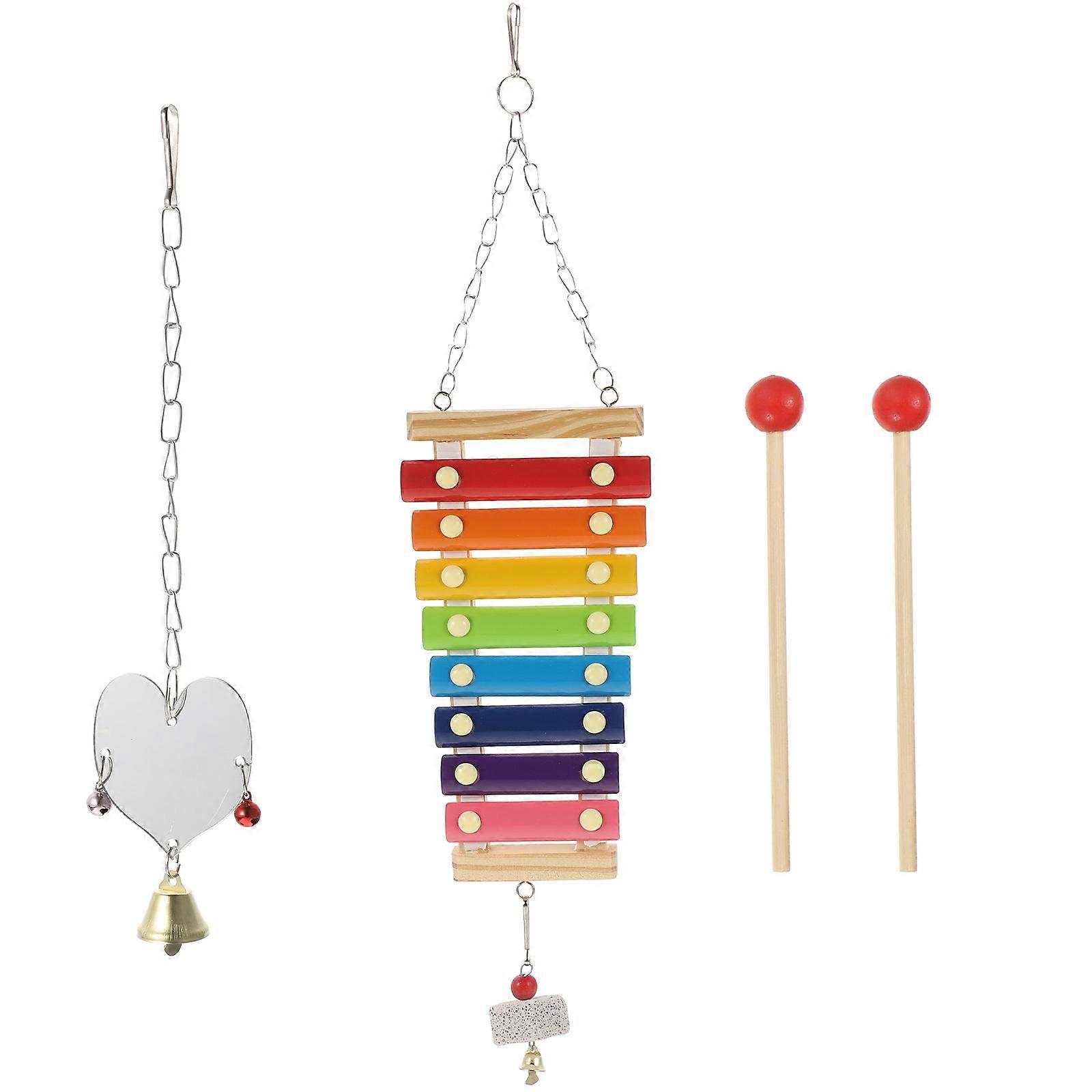 Durable Chicken Foraging Toy with Heart Mirror – Bite Resistant Wooden Enrichment to Reduce and Promote Coordination for Coop Hens