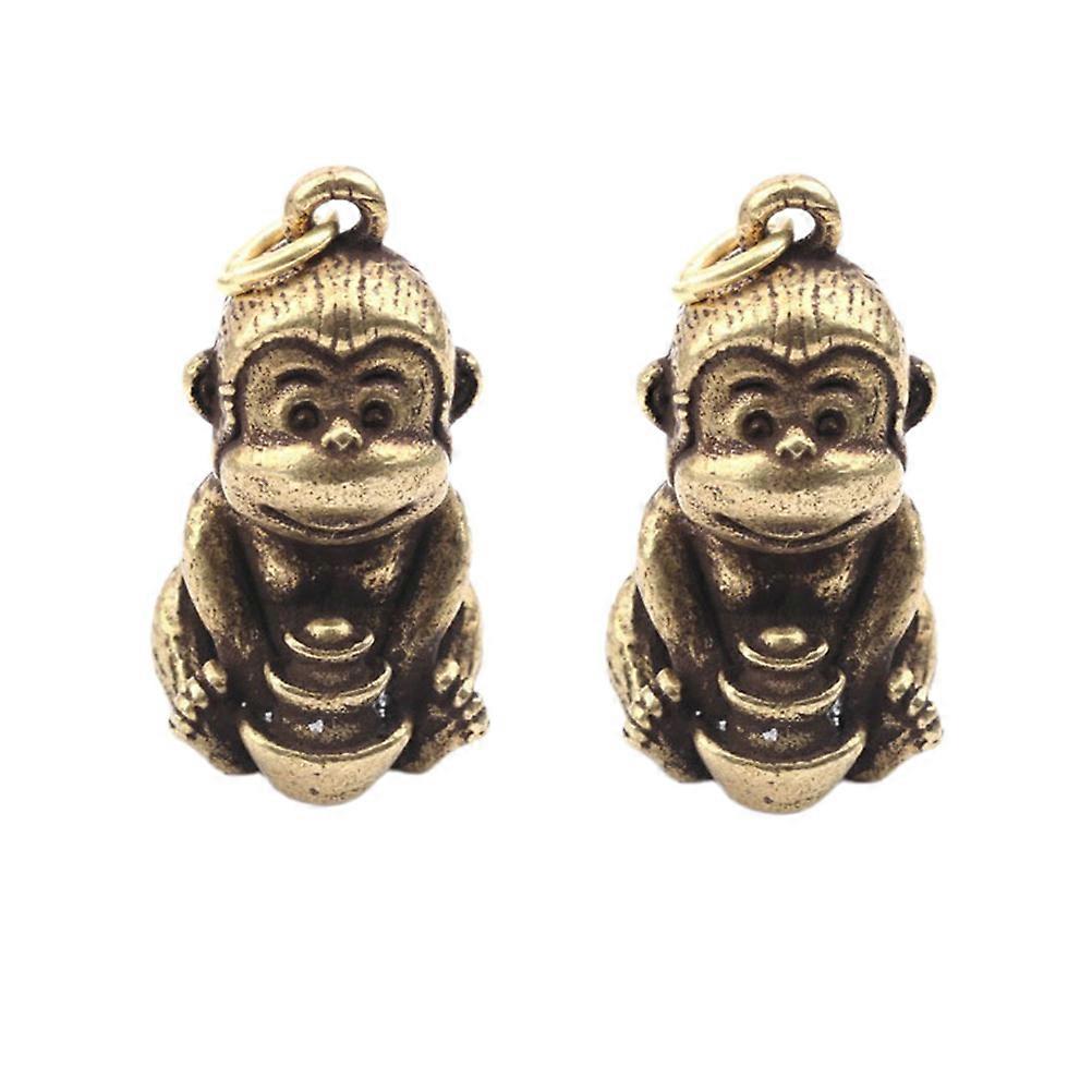 Chinese Style Zodiac Monkey Shaped Decor Pendant for Bag Backpack Car Key Made of Brass