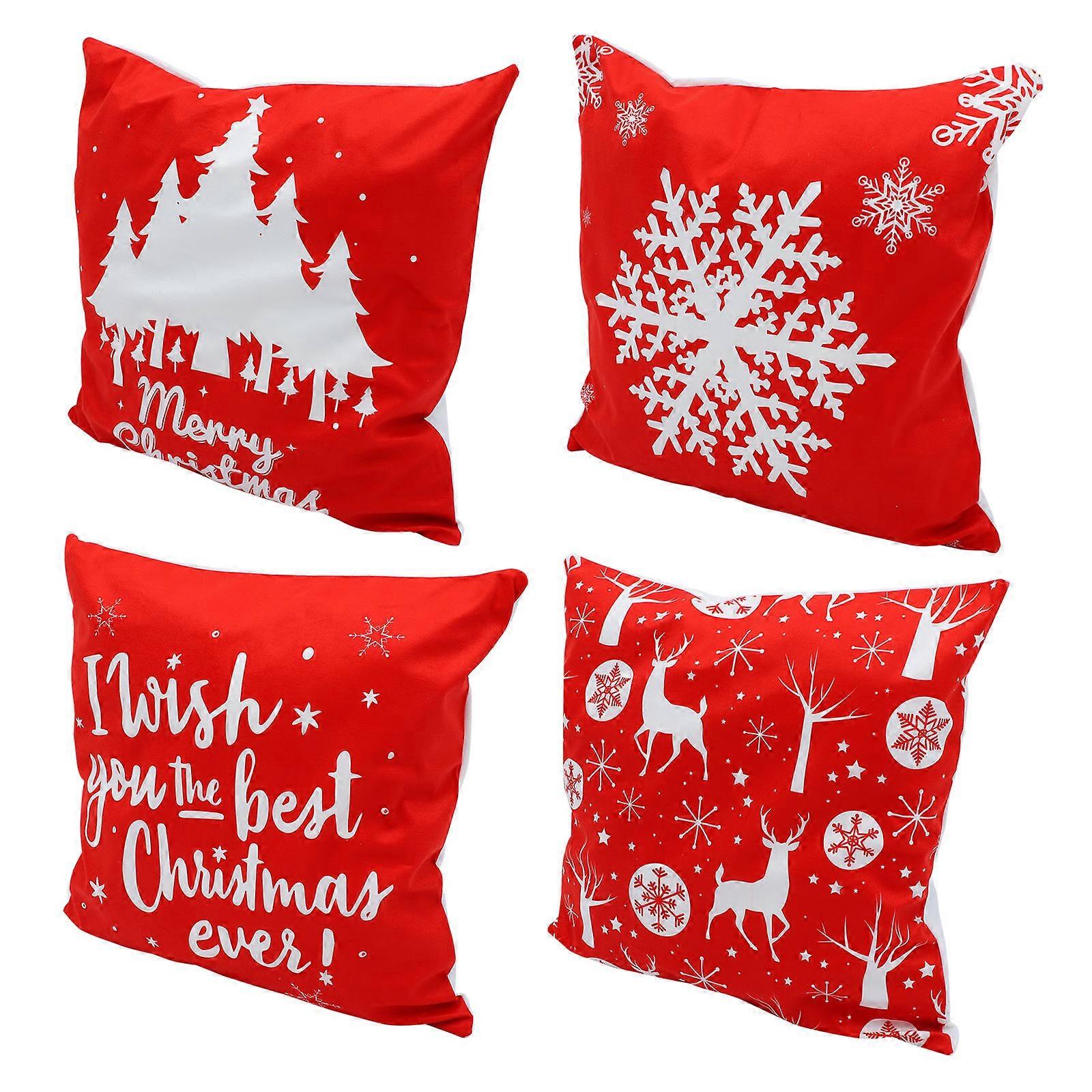 4Pcs Snowflake Throw Pillowcase For Christmas Party Decorative Sofa Cushion Cover 45X45CM