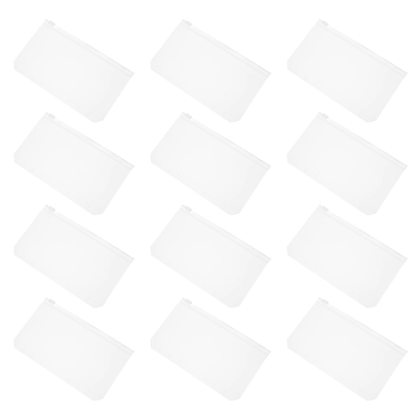 12 Pack Transparent Zipper Binder Pockets for Organizing Receipts, Tickets, Invoices, and Documents