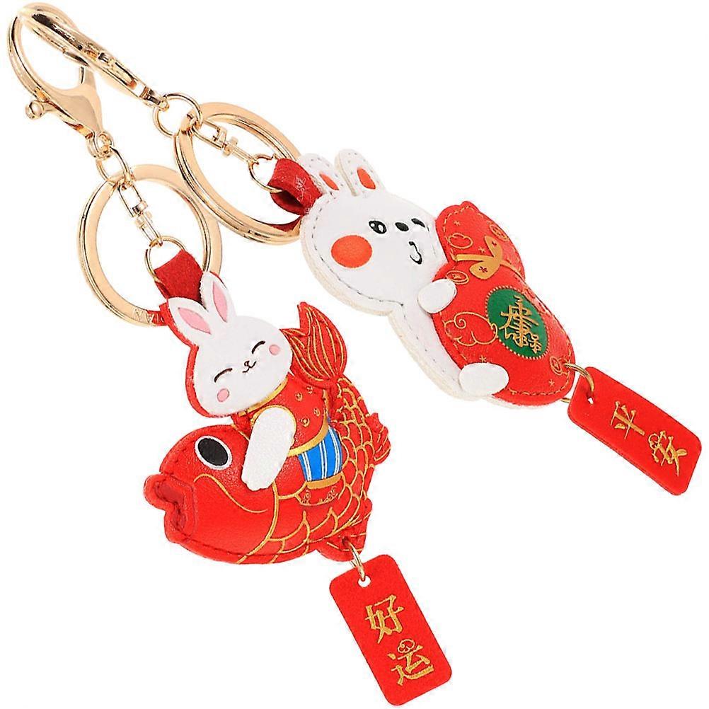 Adorable Bunny Key Rings Decoration For Friends And Family 15x5cm Multi Color With Cute Rabbit Shape 2Pcs