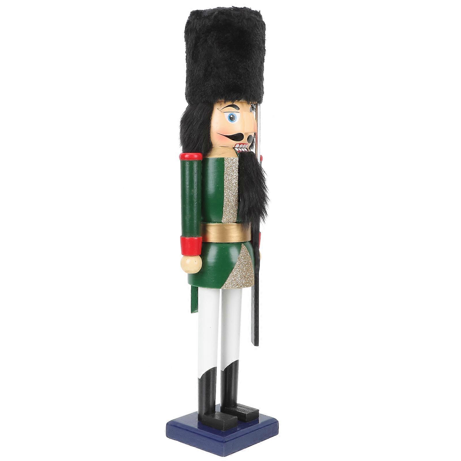 Traditional Wood Nutcracker Soldier Figure Decorative Nutcracker For Home Decoration 42x12cm 1Set