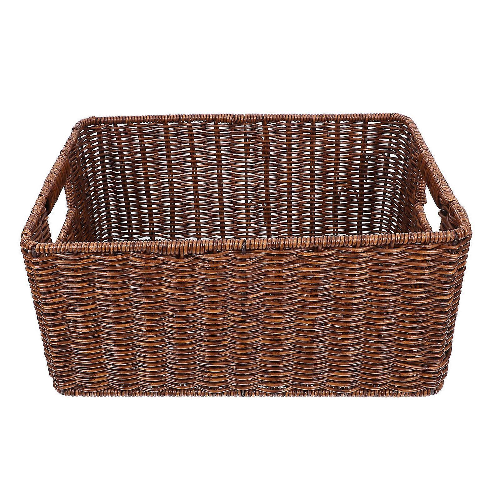 Coffee Large Capacity Woven Storage Basket for Home Use with Rustic Style Practical and 12.5x7.8x9.4 inches