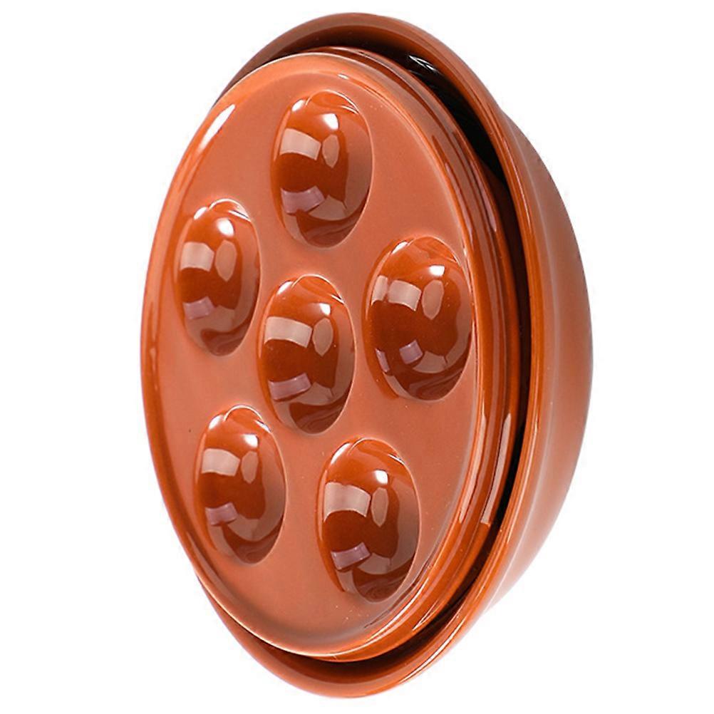Ceramic Multifunctional Snail Dish for Home in Coffee Color with 1 Set Size 12.6x1.8 Inches