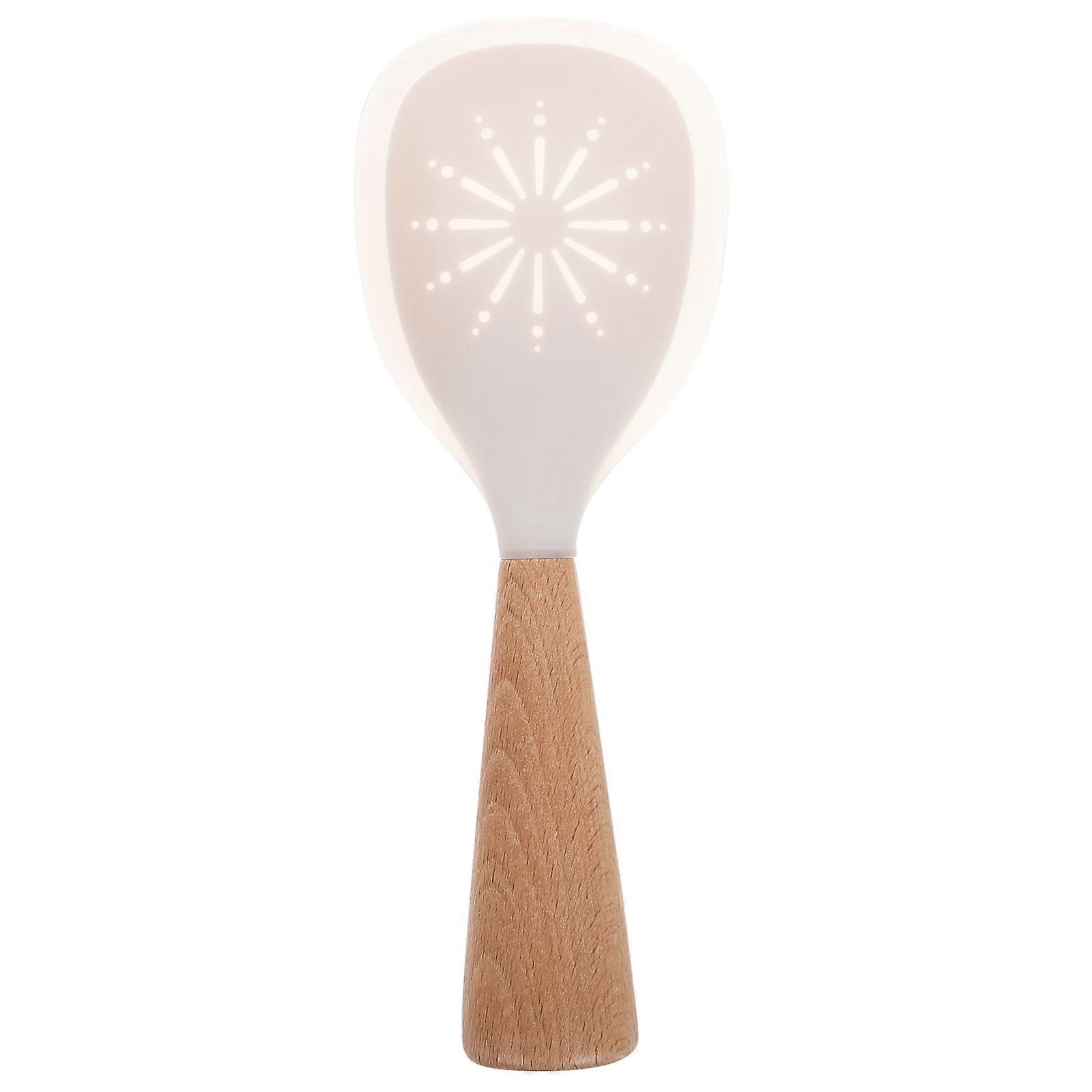Silicone Rice Spoon with Wooden Handle for Kitchen Serving and Cooking