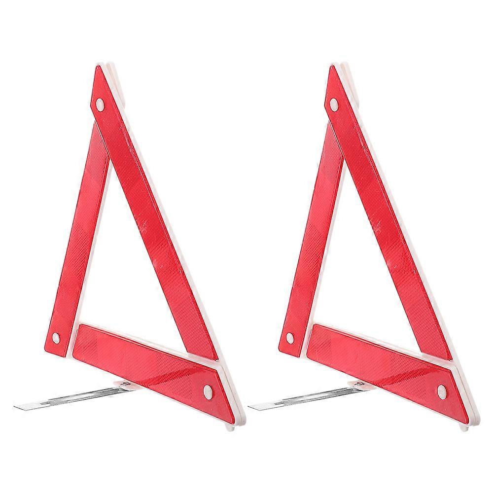 Foldable Reflective Safety Triangle with Tripod Stand, Compact Durable Roadside Warning Sign for Cars, Trucks, and Small Vehicles, 2pcs Kit
