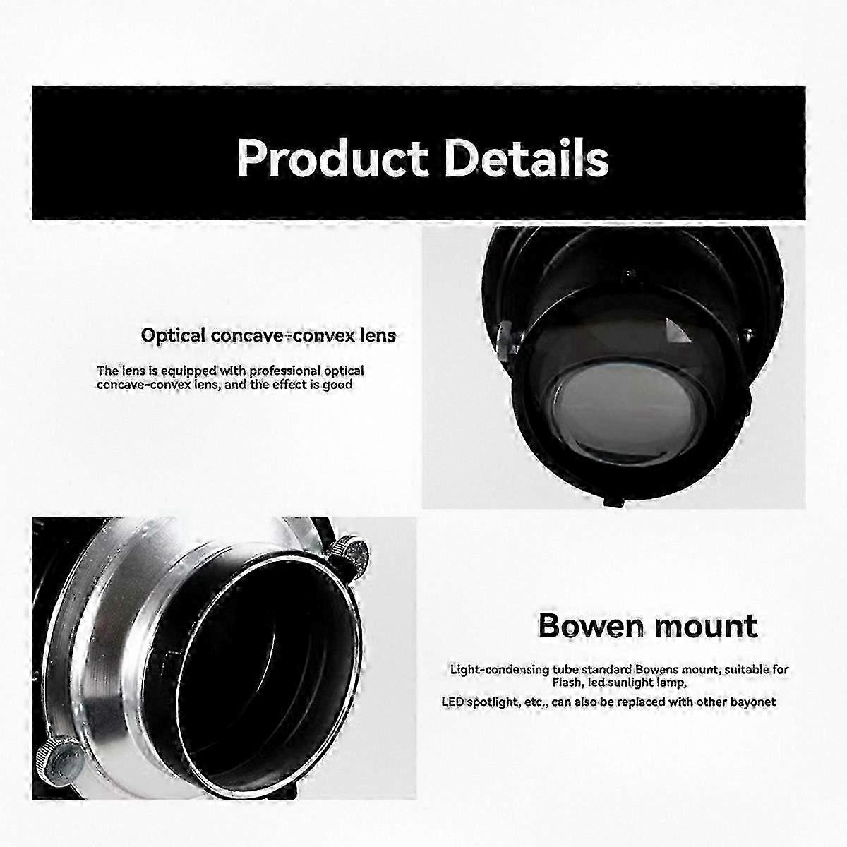 2025 Universal Conical Snoot for Bowens Mount with Creative Shaped Filters for Photography Lighting Effects