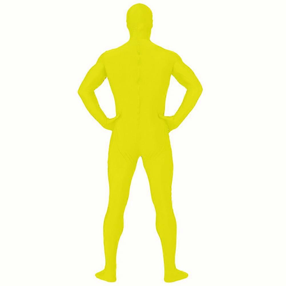AltSkin Adult/Kids Full Body Stretch Fabric Zentai Suit - Zippered Back One Piece Stretch Suit Costume - Yellow