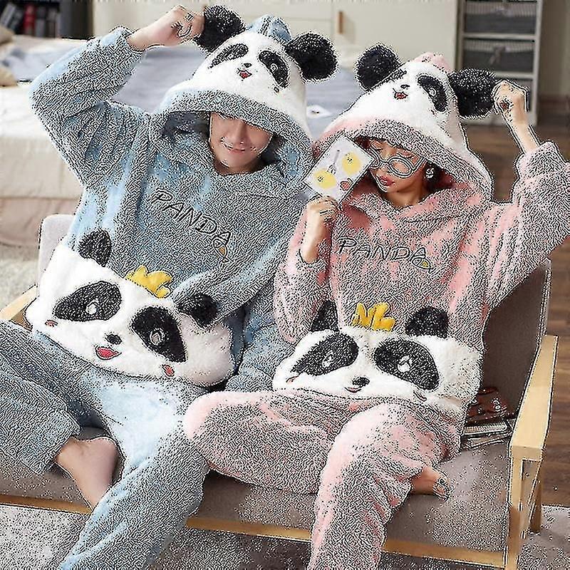 Cuplu pijamale Set femei bărbați de iarnă pijamale groase desene animate dinozaur coreean cuplu acasă purta moale cald pijamale hanorac,hw