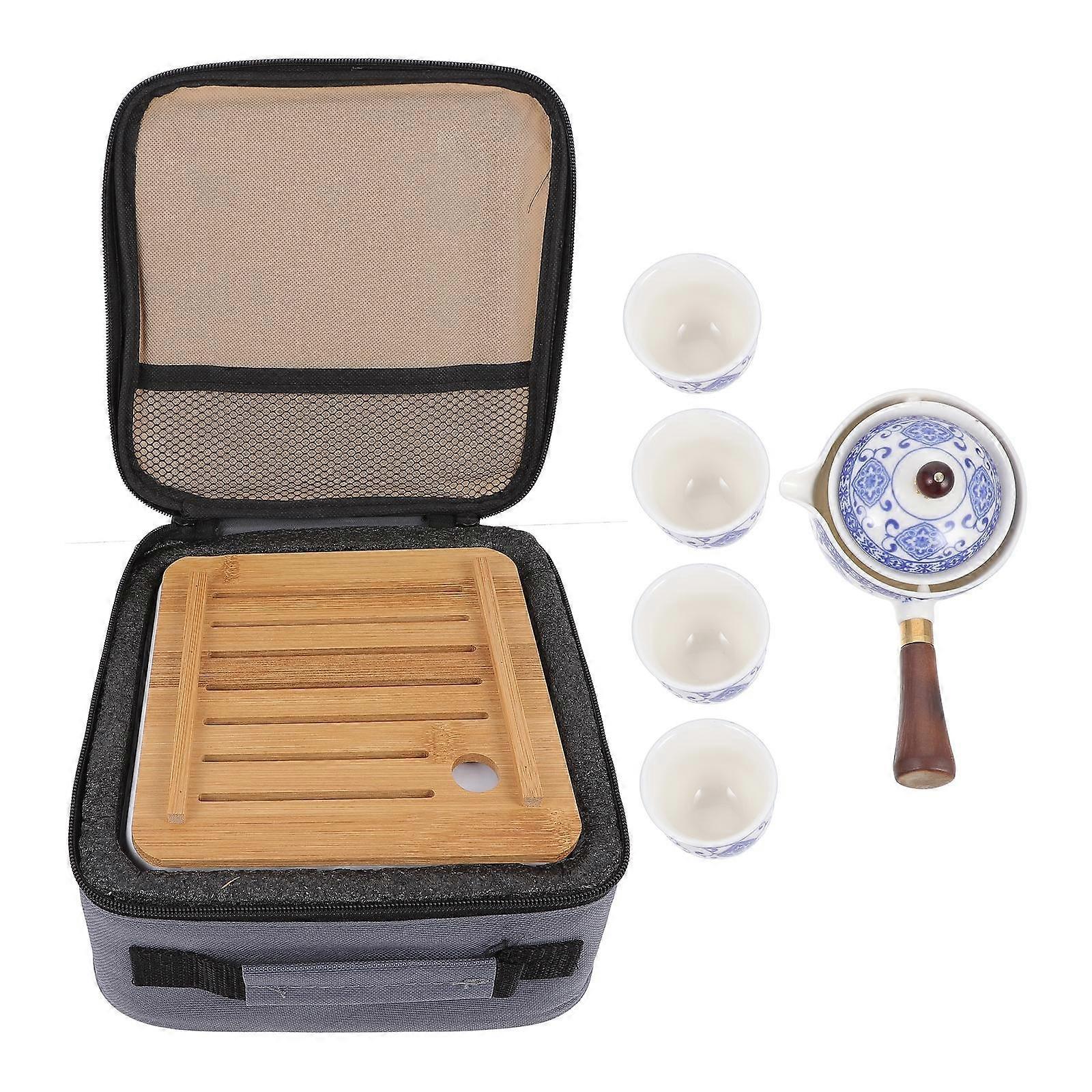 Travel Tea Set Ceramic Tea Service Set Afternoon Tea Time Multi Material for Brewing Tea 1 Set
