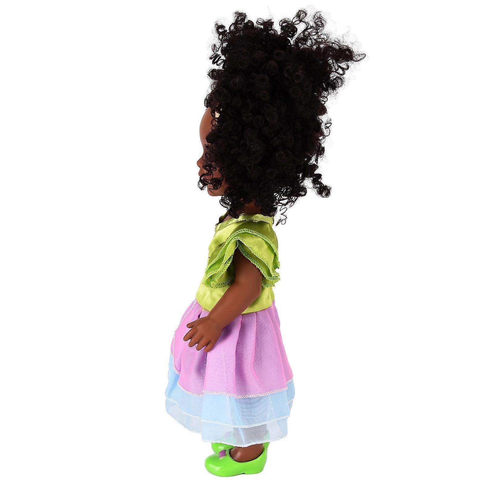 Conjunto de Presente de Vinil e Tecido Lavável Realista de 14 polegadas da Black Girl