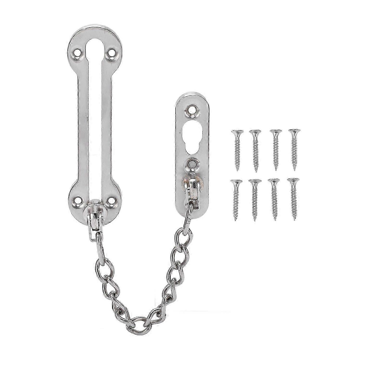 Silver Door Chain Lock Stainless Steel Scratch Rust Resistance Safe Chain Latch Guard for Hotel
