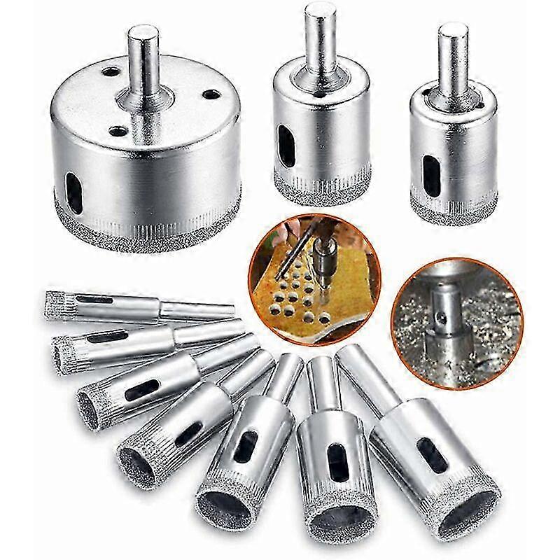 Diamond Drill Bit, Hole Saw Drill Bit Accessories Set for Glass/Tile/Ceramic/Marble/Porcelain Cutting, Core Drill Bits Cutter with Carbon Stainless St