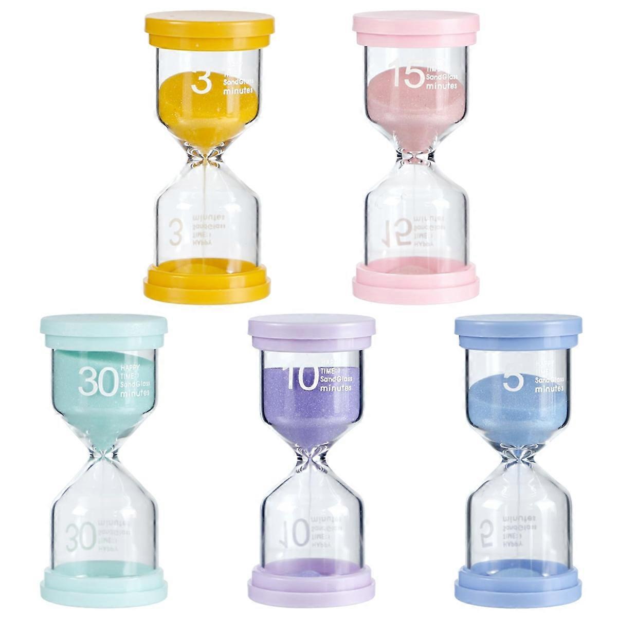 5Pcs Sand Timer for Classroom & Kids, Colorful Hourglass Set,3/5/10/15/30 Mins Visual Timer for Chil