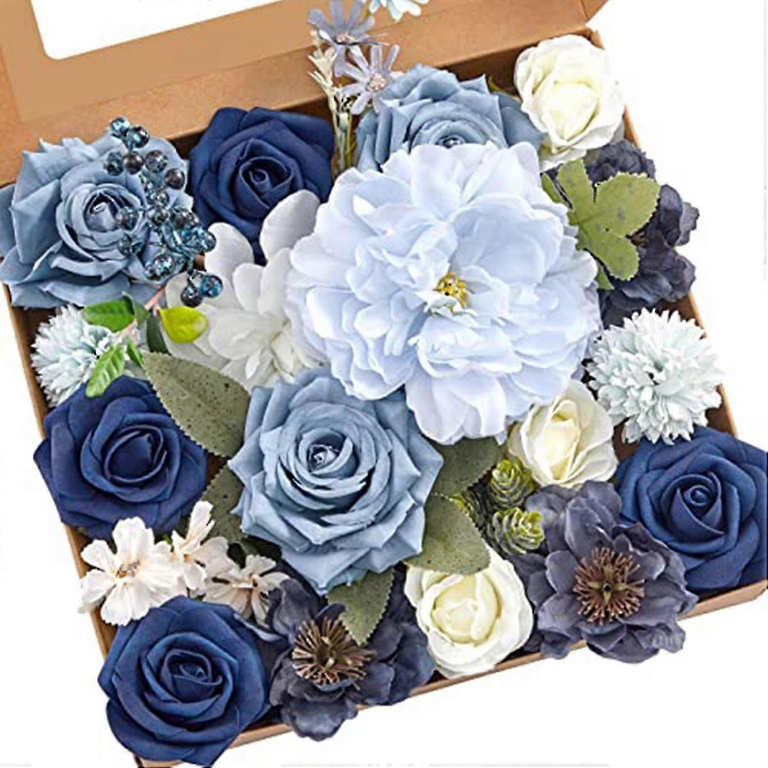 Dusty Blue Flowers Combo for Diy Wedding Bridal Bouquets Centerpiec...