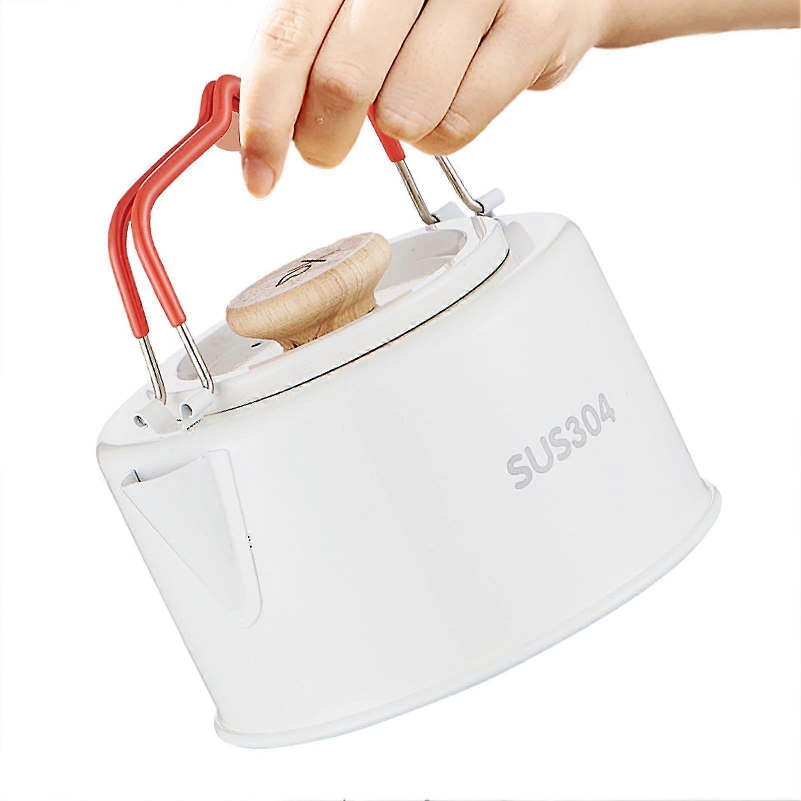 Camping Kettles For Boiling Water 1100 Ml Capacity Portable Teapot For Outdoor Adventures Heat-Resistant Handle White