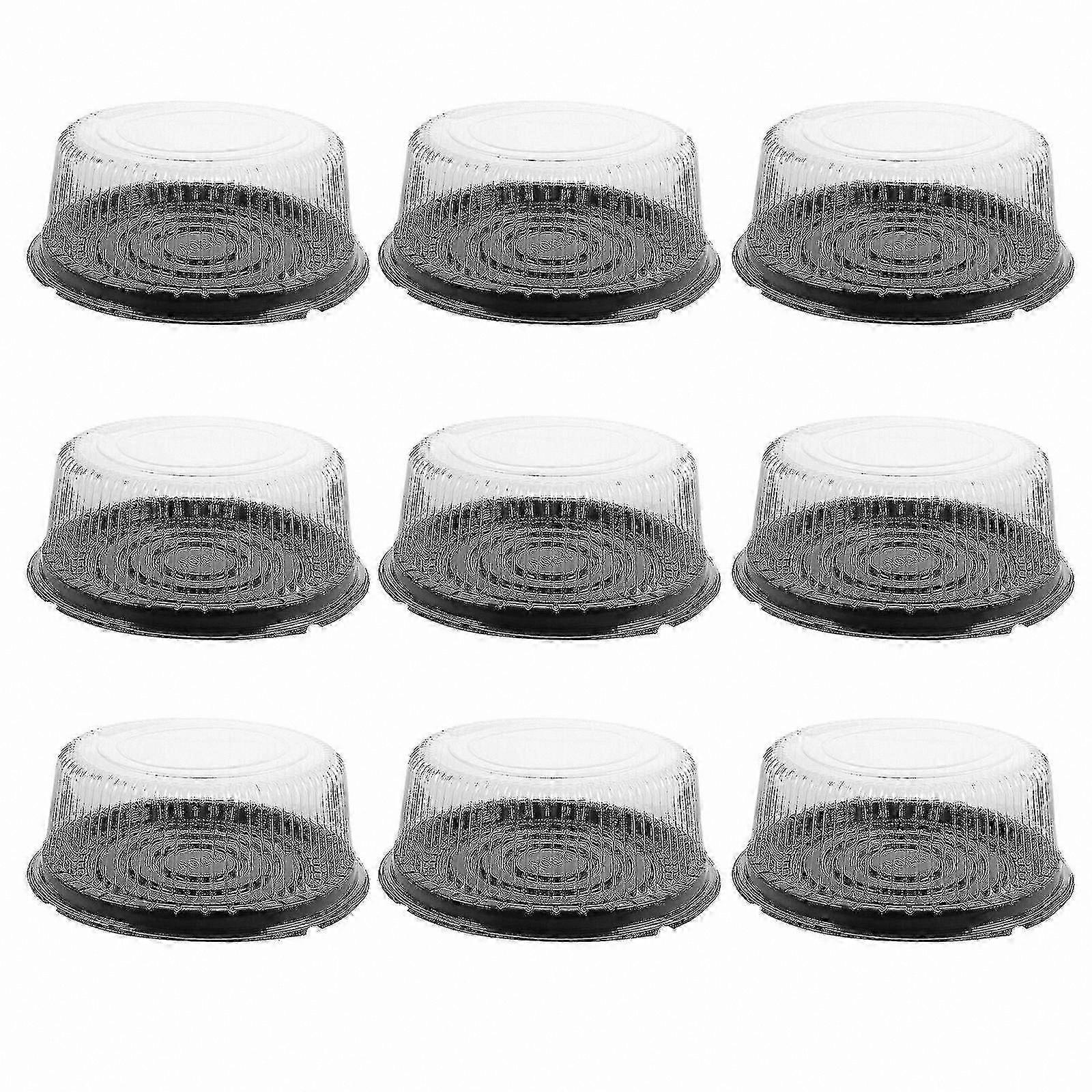 Round Reusable Cake Containers with Lids for Desserts Storage - 10 Pack Plastic Bakery Boxes
