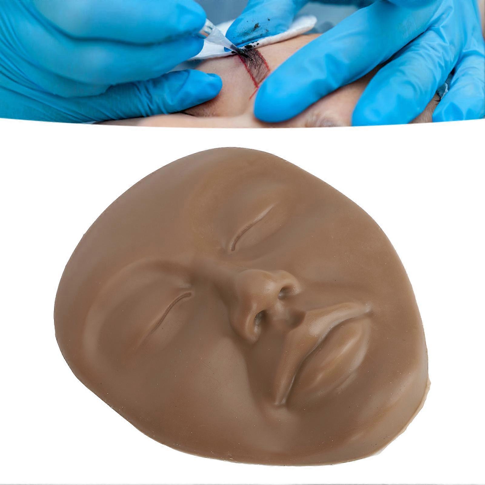 5D Silicone Makeup Practice Mannequin Face 6.2x5in Dark Brown