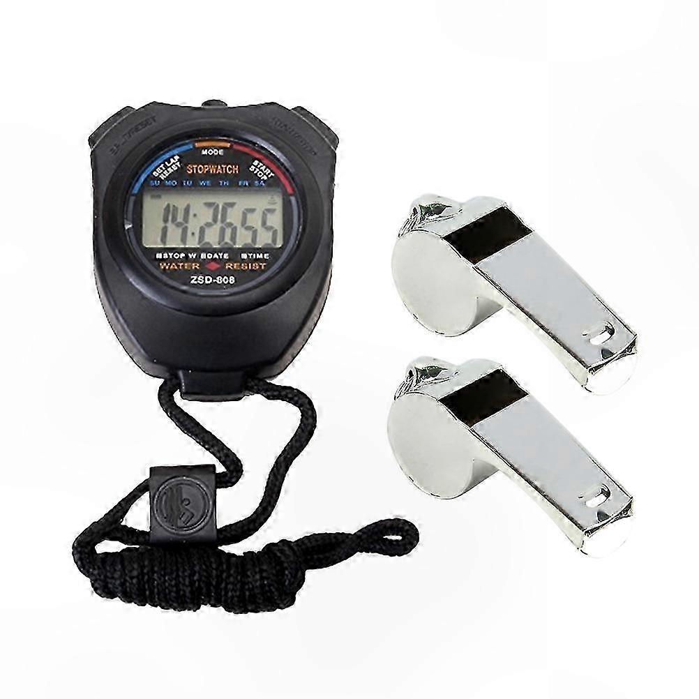Dual Channel Multi-functional Sports Timer with Whistles for Running and Racing Events Handheld Stopwatch for Athletes and Coaches