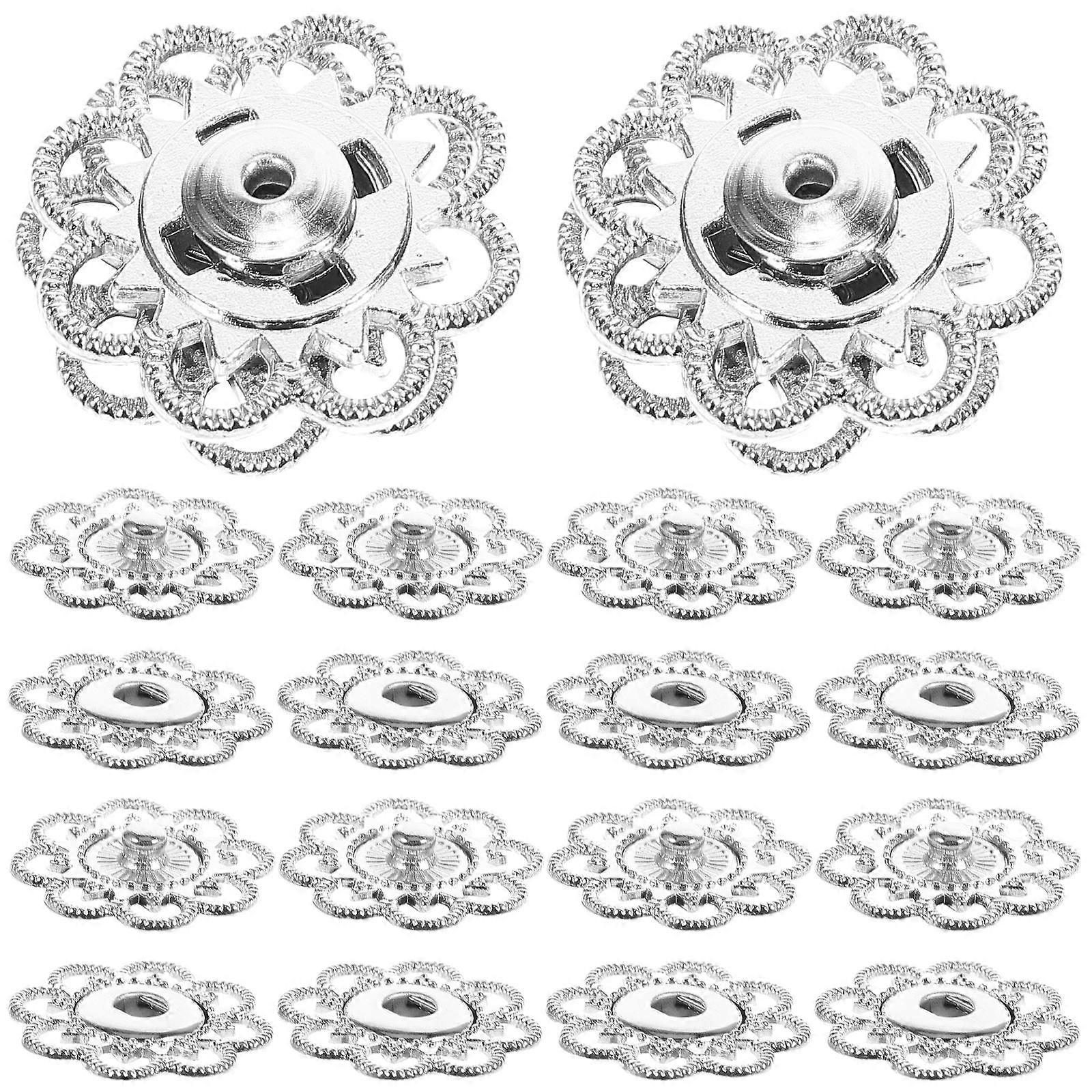 20pcs Flower Shape Sew On Snap Buttons Durable Alloy Fasteners for Clothing