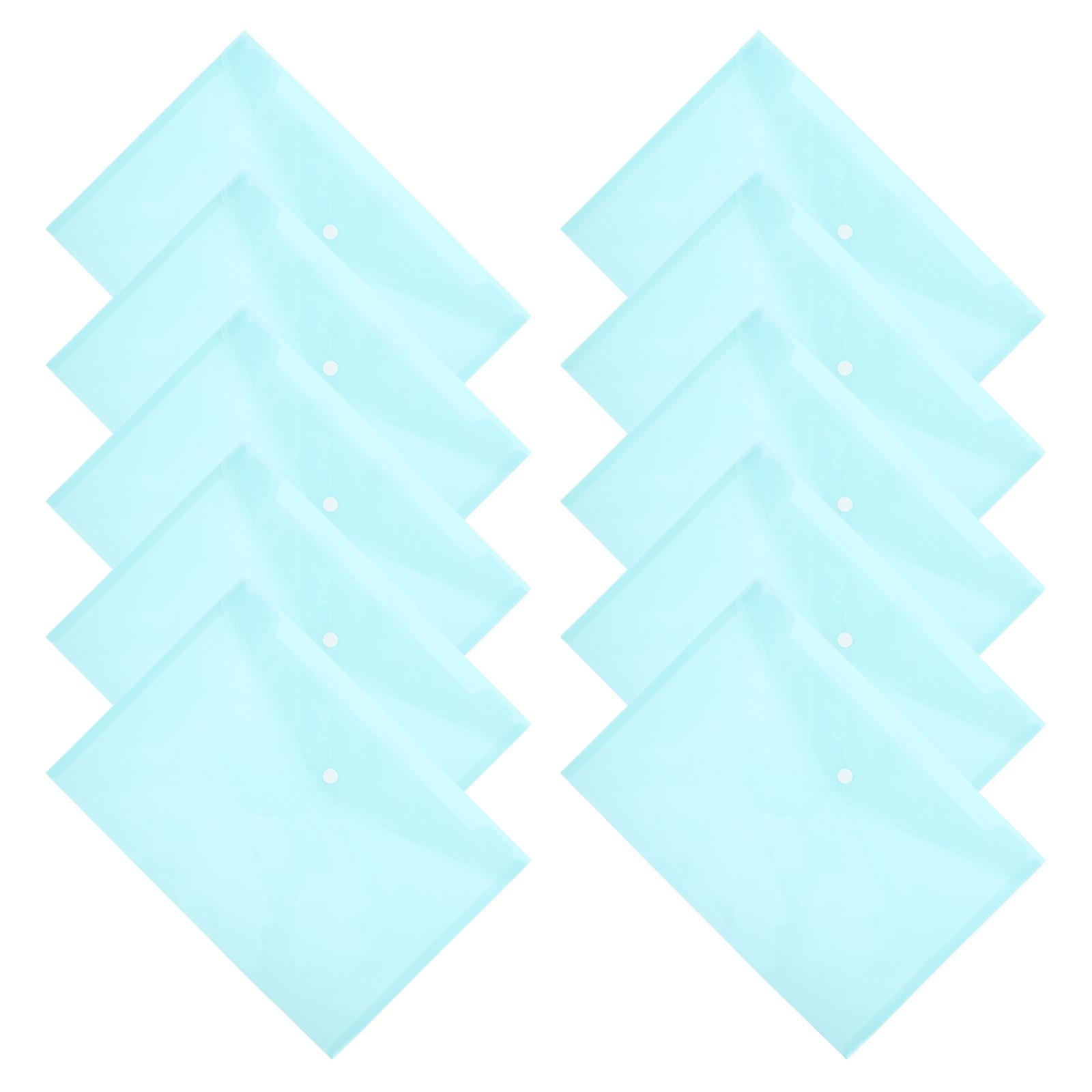 Plastic Document Envelope File Folder Students Office Use 33.40X23.20X0.10CM Blue Secure Valuables 10Pcs