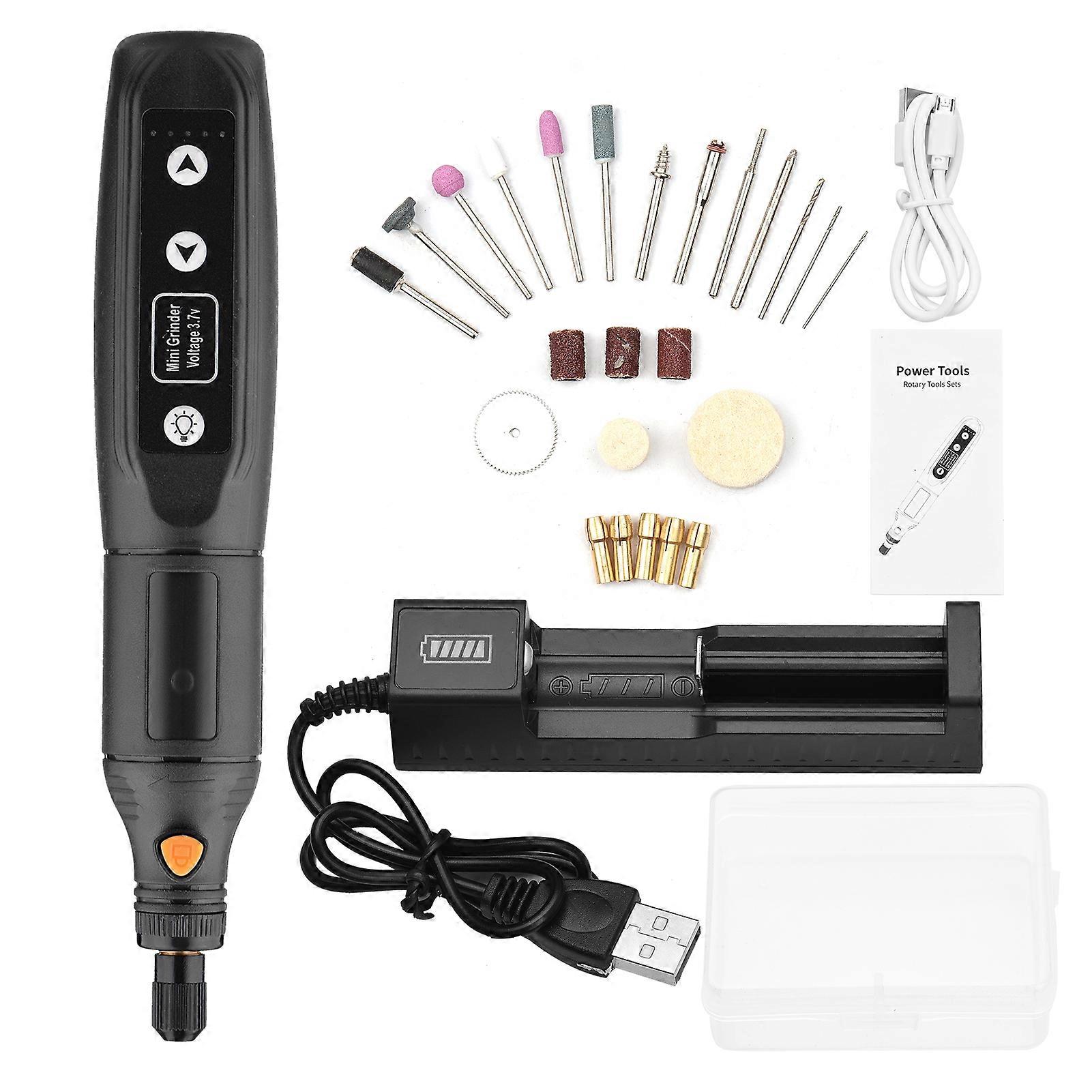 5-Speed Mini Electric Grinder, 2000mAh USB Rechargeable, Black