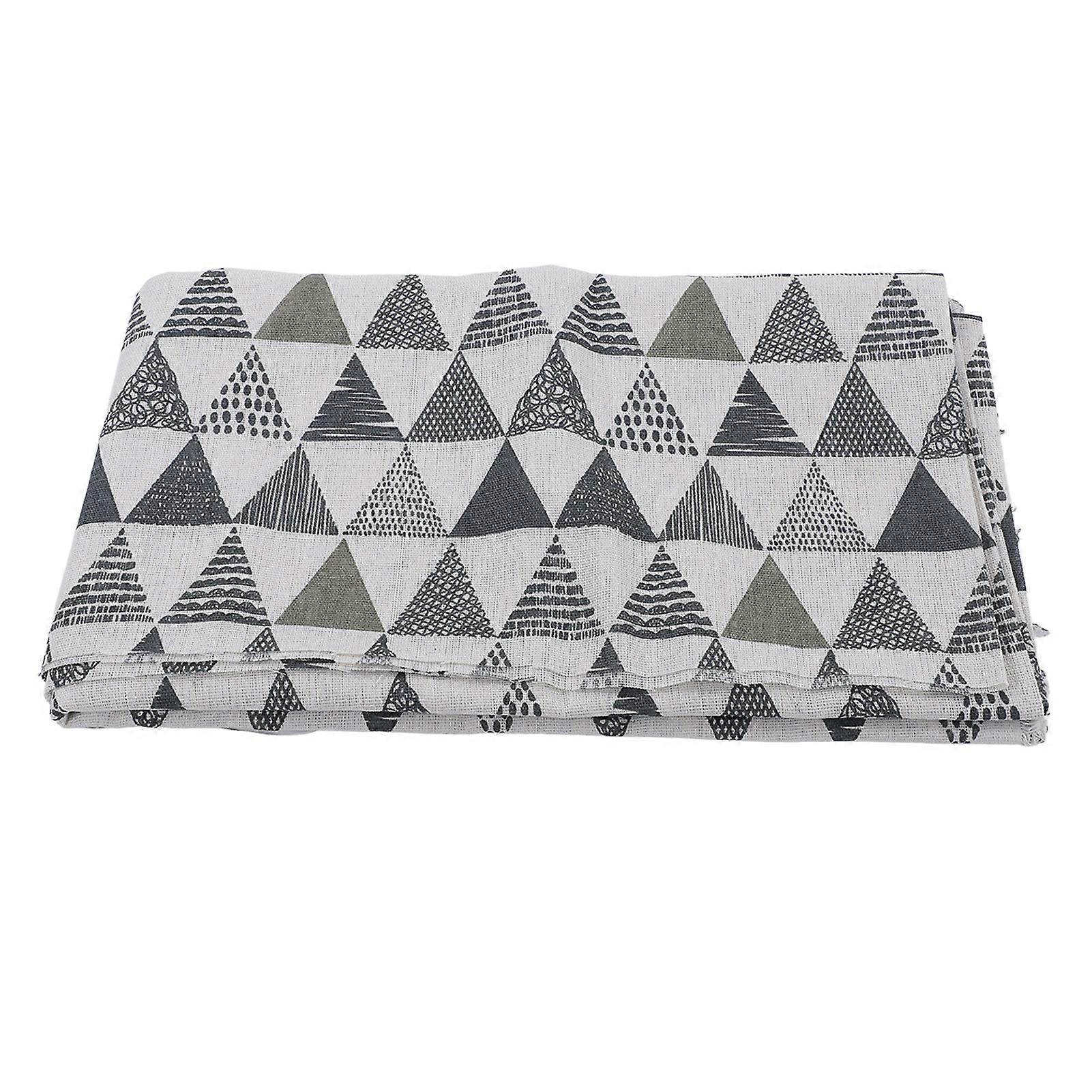Linen Fabric Cotton Blend Triangle Print Tablecloth 140x160cm