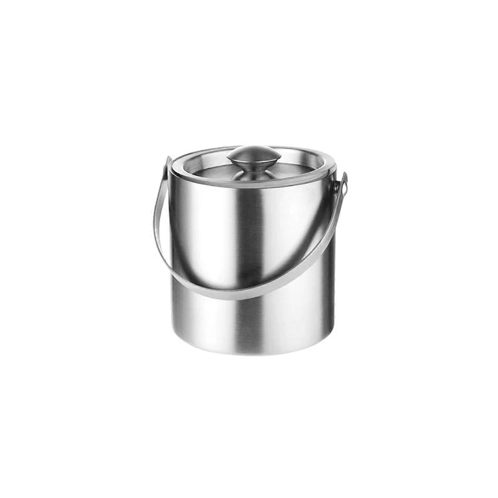 Insulated Ice Bucket 2L Stainless Steel, Double-Walled, Silver, Durable Design for Parties and Events