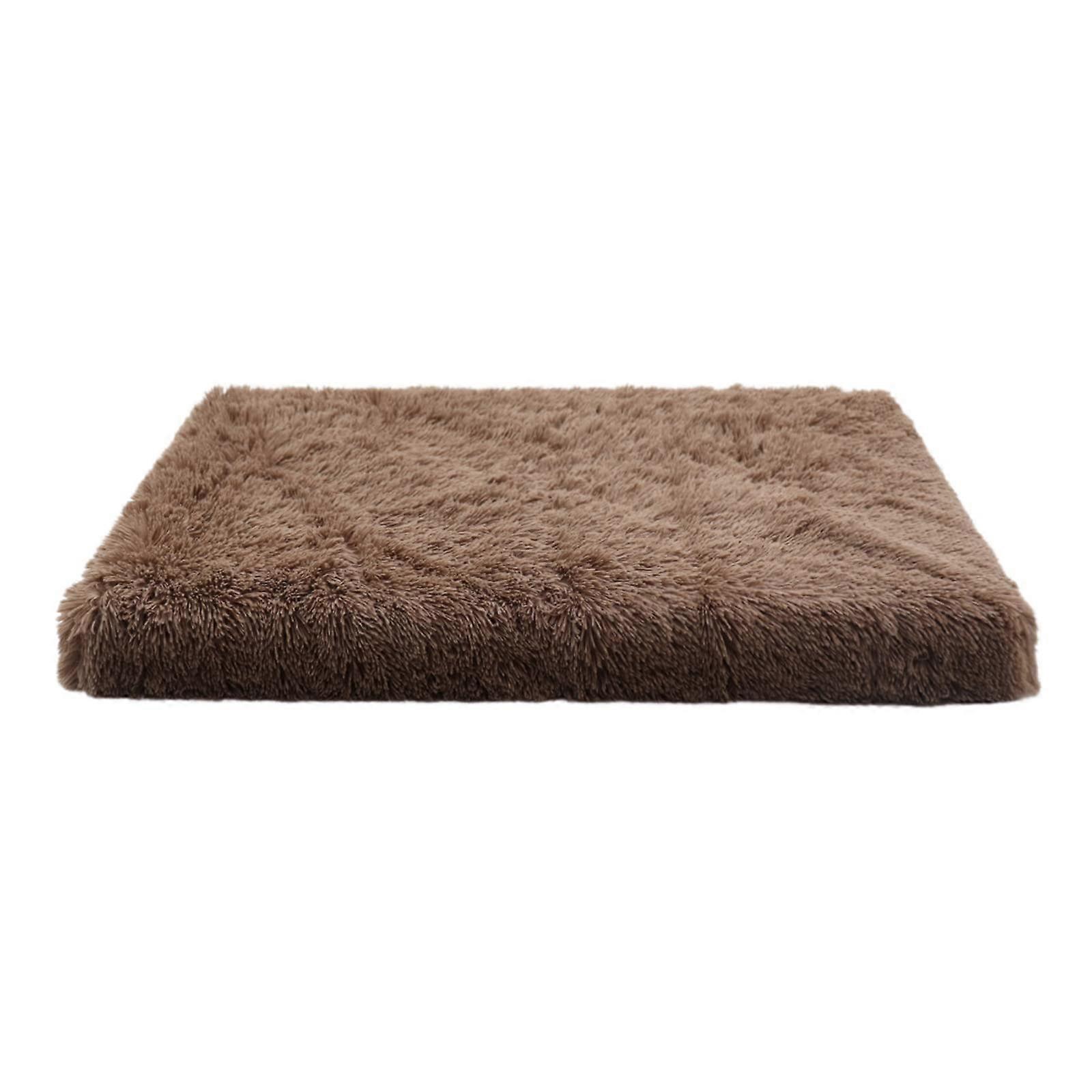 Square Long Plush Warm Dog Bed With Cat Mats, Washable, Khaki, Pet Kennel And Sofa Bed For Dogs And Cats