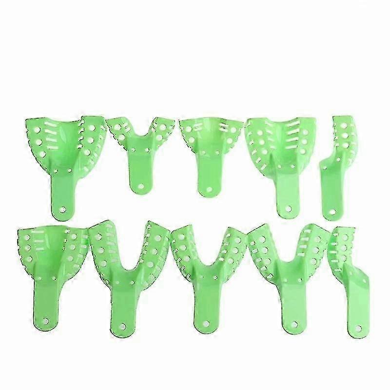 10 قطعة / المجموعة الأسنان البلاستيك الانطباع صينية الانطباع شبكة معدنية المواد البلاستيكية صواني انطباع الأسنان