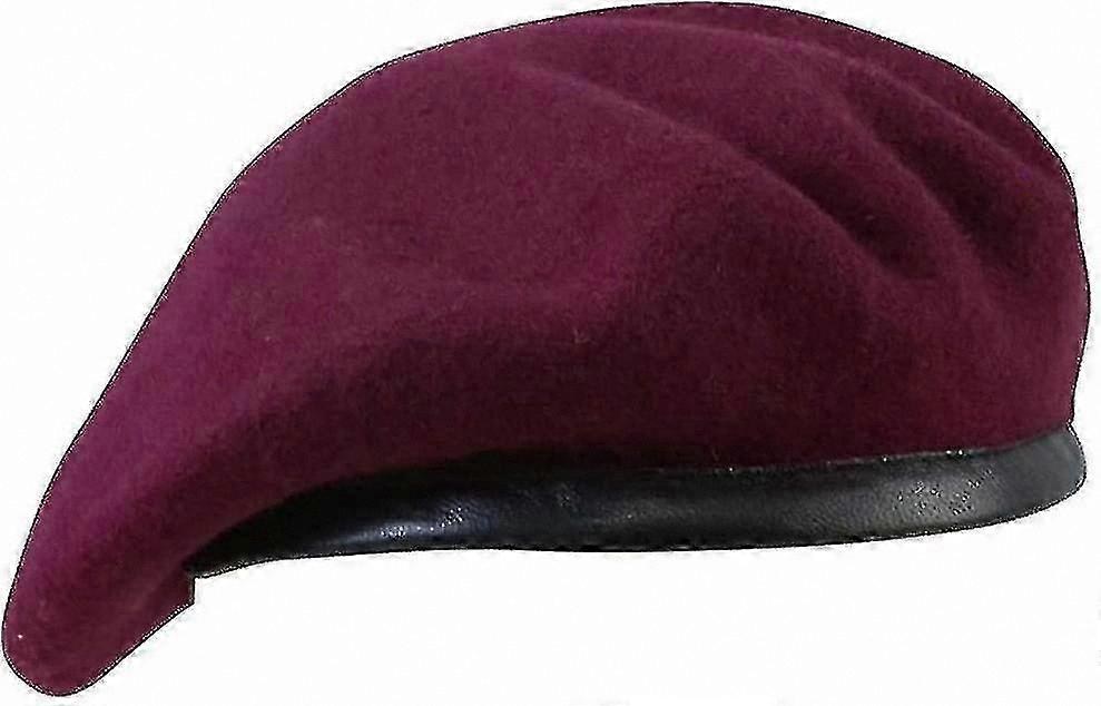 Maroon Red Wool Beret for Men - Army Military Style Paratrooper Cap - XS to XL Size Range