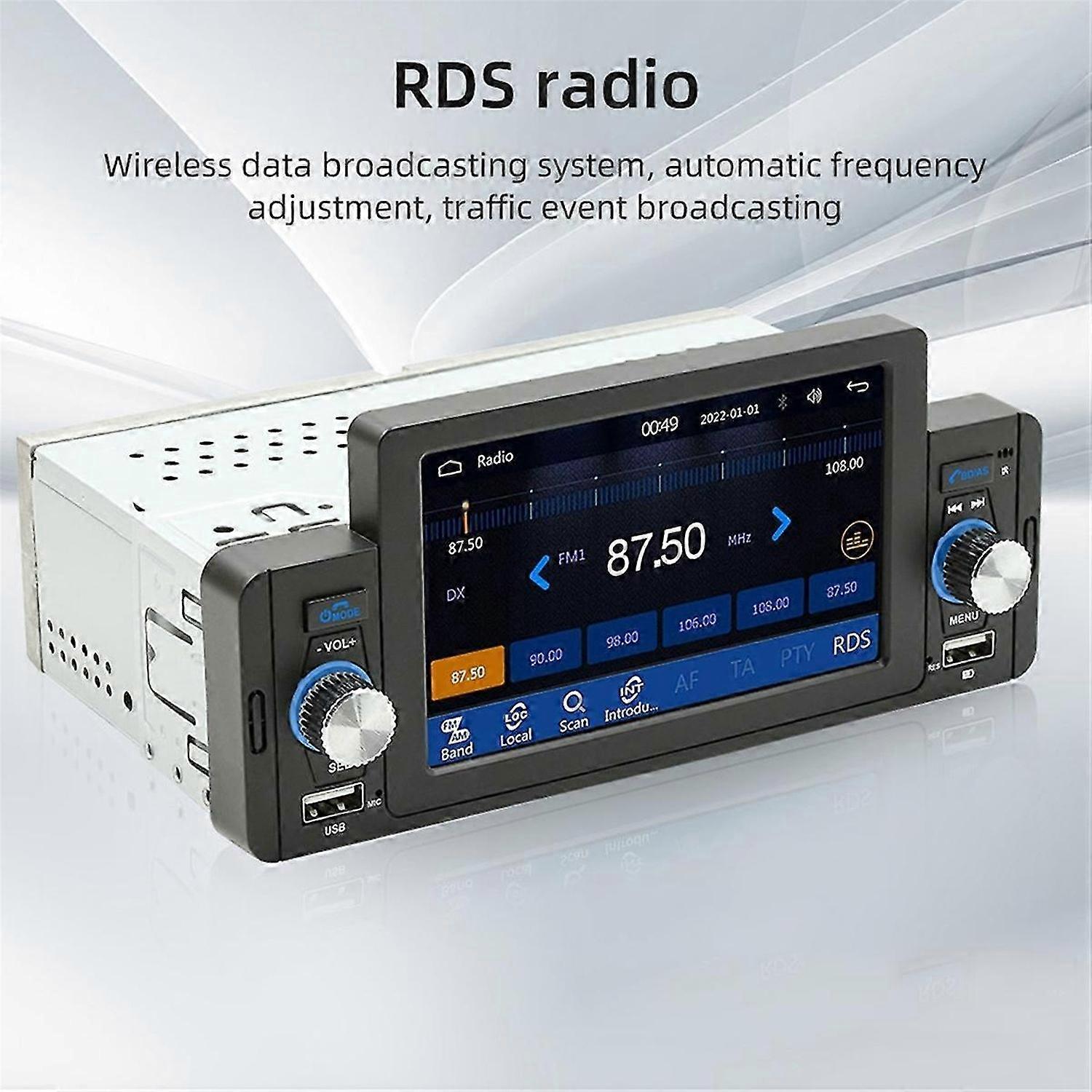 1 Din 5 Inch Car Radio Carplay Stereo Bluetooth MP5 Player Wireless Carplay+Android Auto TF USB FM T