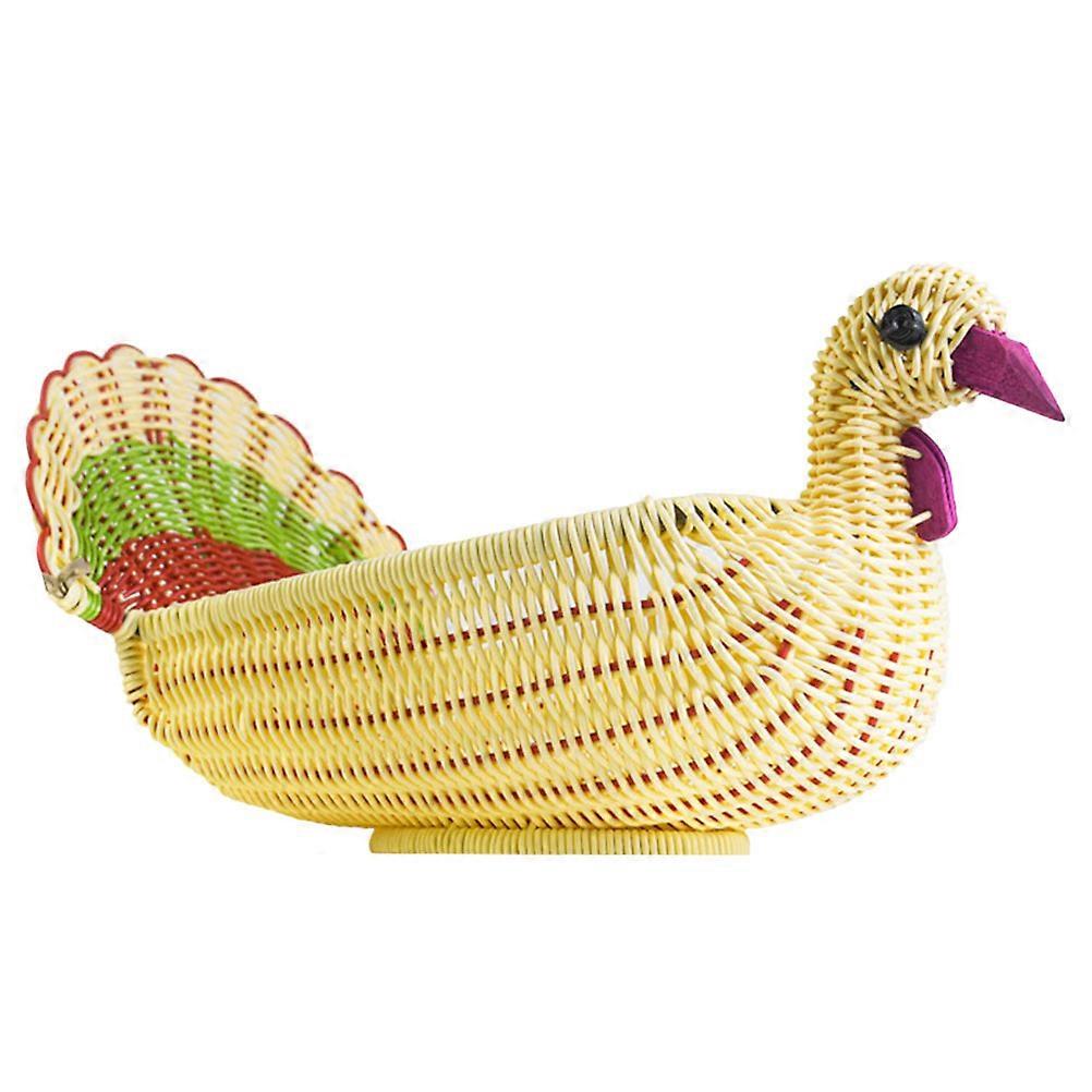 Khaki Chicken Shape Woven Basket for Storage Use 4Pcs Made of PP