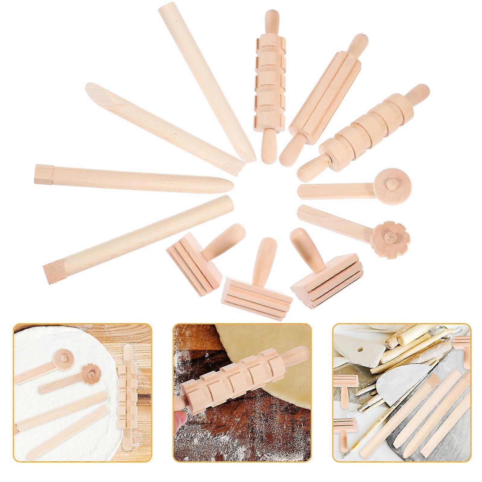 Clay Tools for Kids Pottery Wheel Polymer Clay Roller with 48Pcs