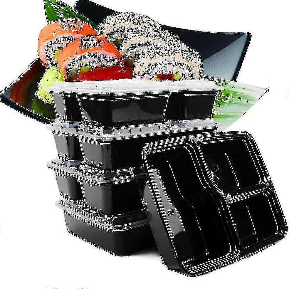 10 Pack Premium 3 Compartiments Empilables Micro-ondes Réutilisable Boîte à Lunch Container Food Prep Preparation Boxes A