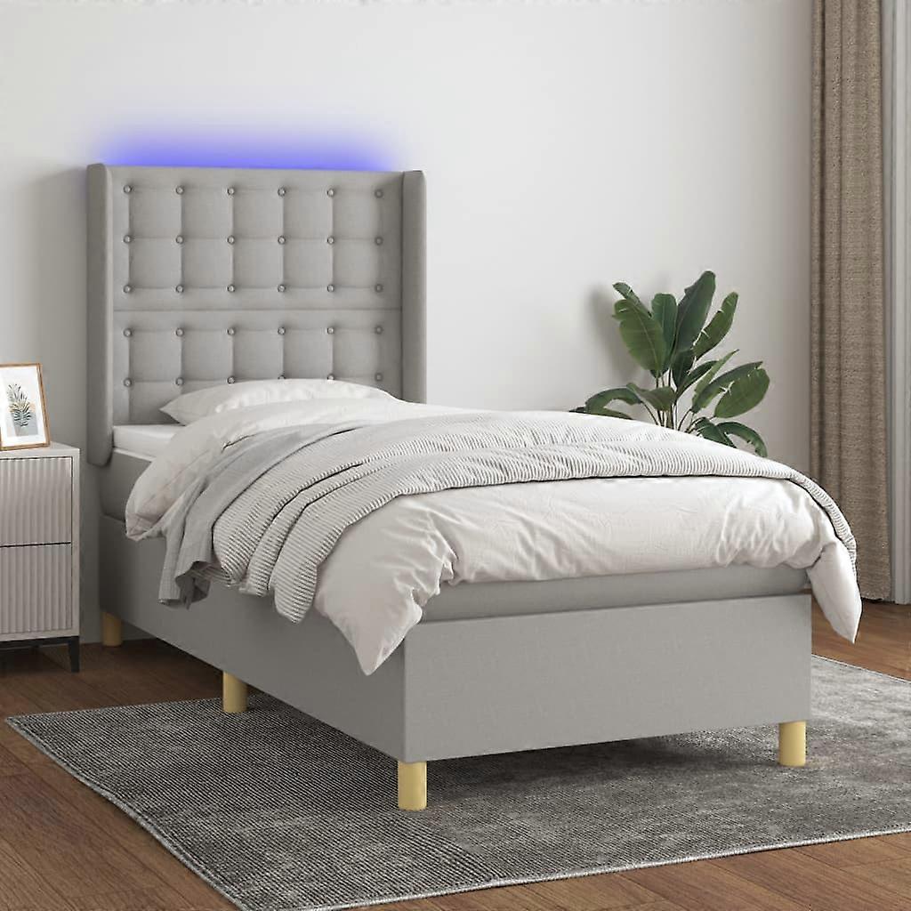 Boxspringbett mit Matratze & LED Hellgrau 80x200 cm Stoff