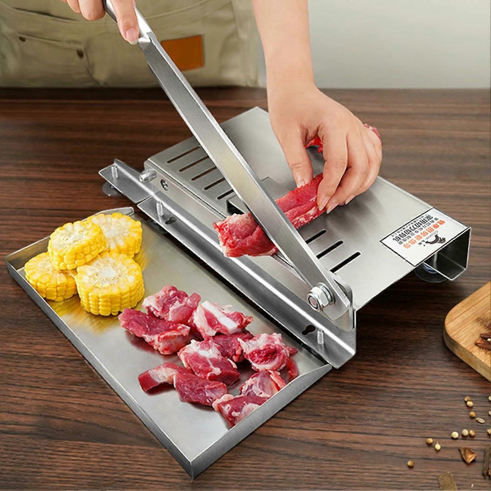 Meat Cutter Machine Stainless Steel Manual Bone Cutter For Fish Chicken Beef Home And Commercial Use Slicer