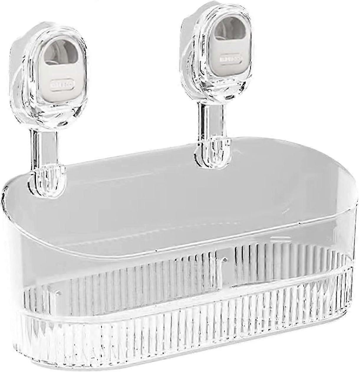 No-Drill Suction Rack - Shower Organizer Shelf, Corrugated Storage Holder | Powerful Drainable Container with Suction Cup for Bathroom, Kitchen, Showe