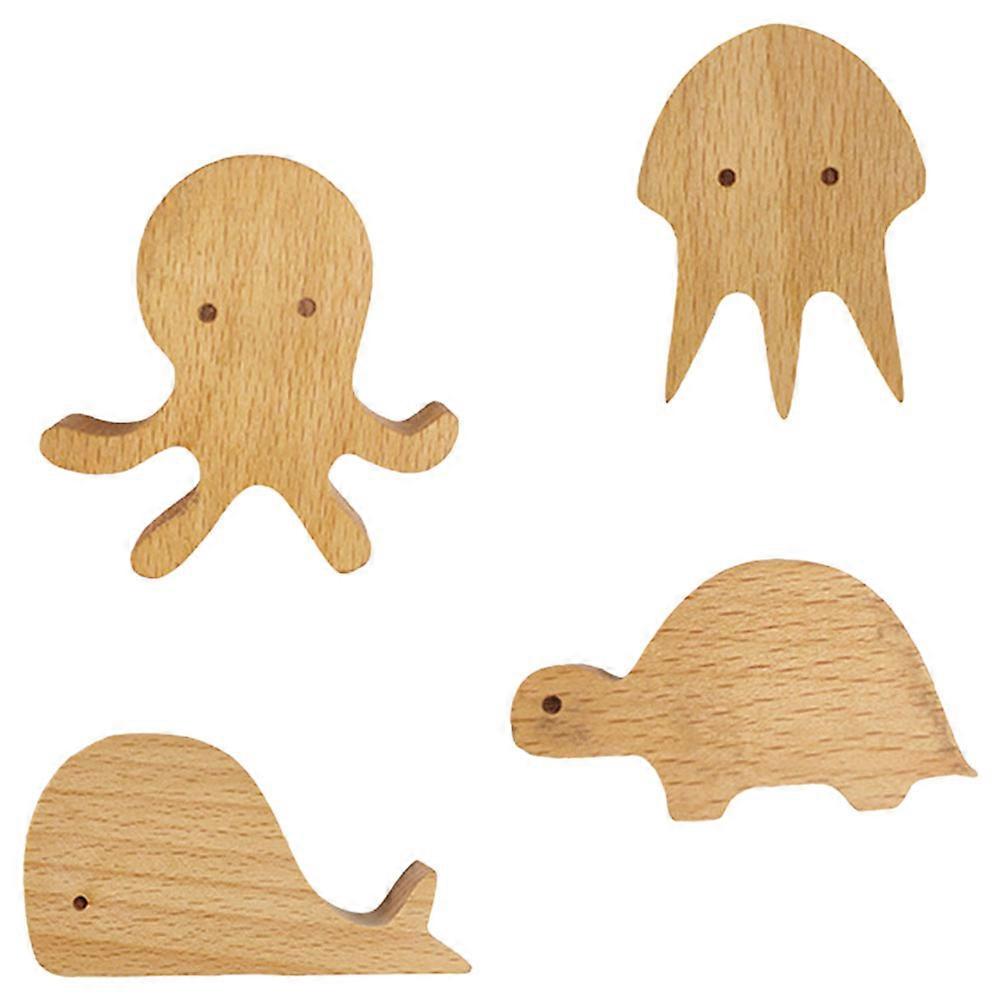 Wooden Wall Hooks Coat Hooks Wall Mount for Hanging 12Pcs Marine Animals