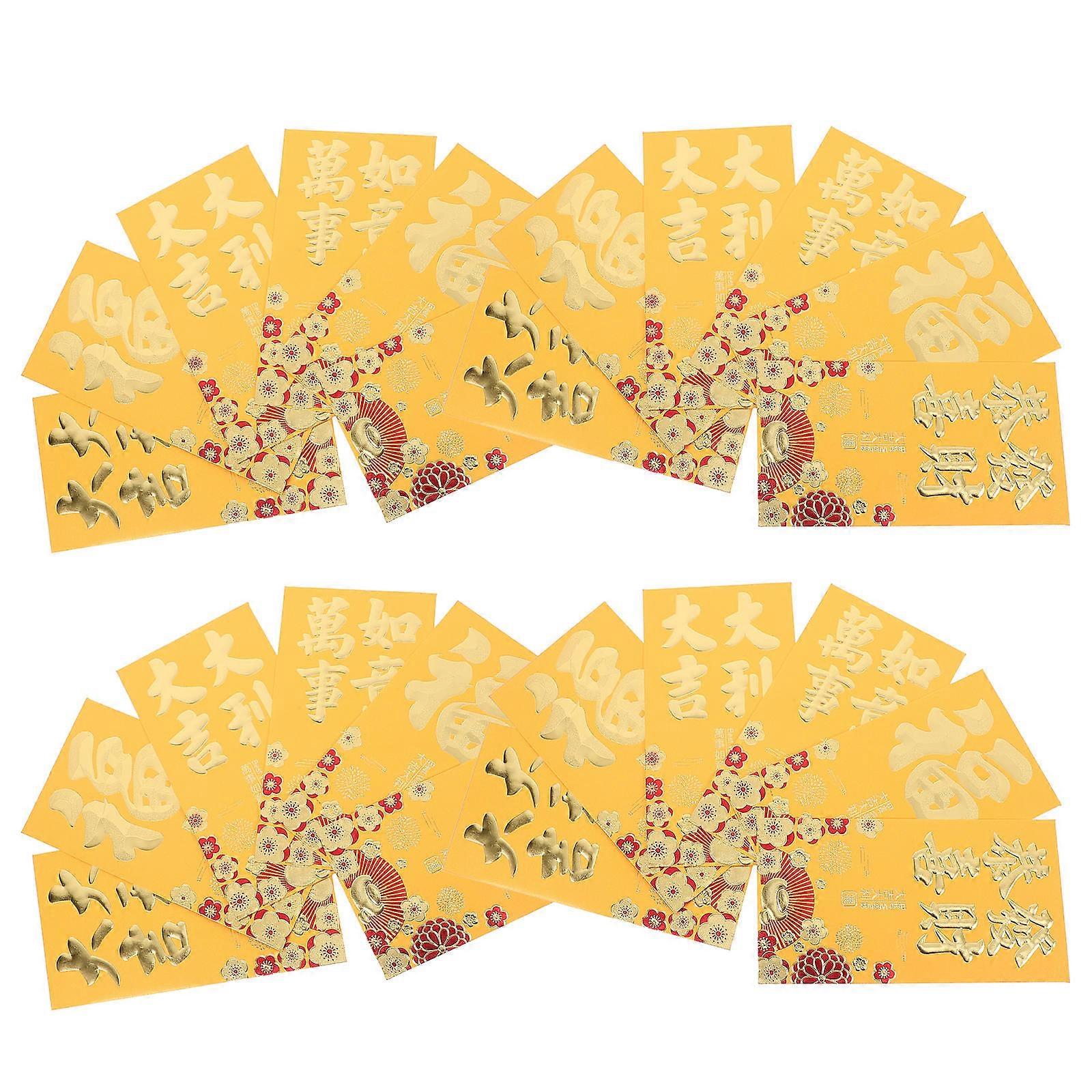 Chinese New Year Red Envelopes Paper for Cash 4Pcs 10 Bags Golden Packet