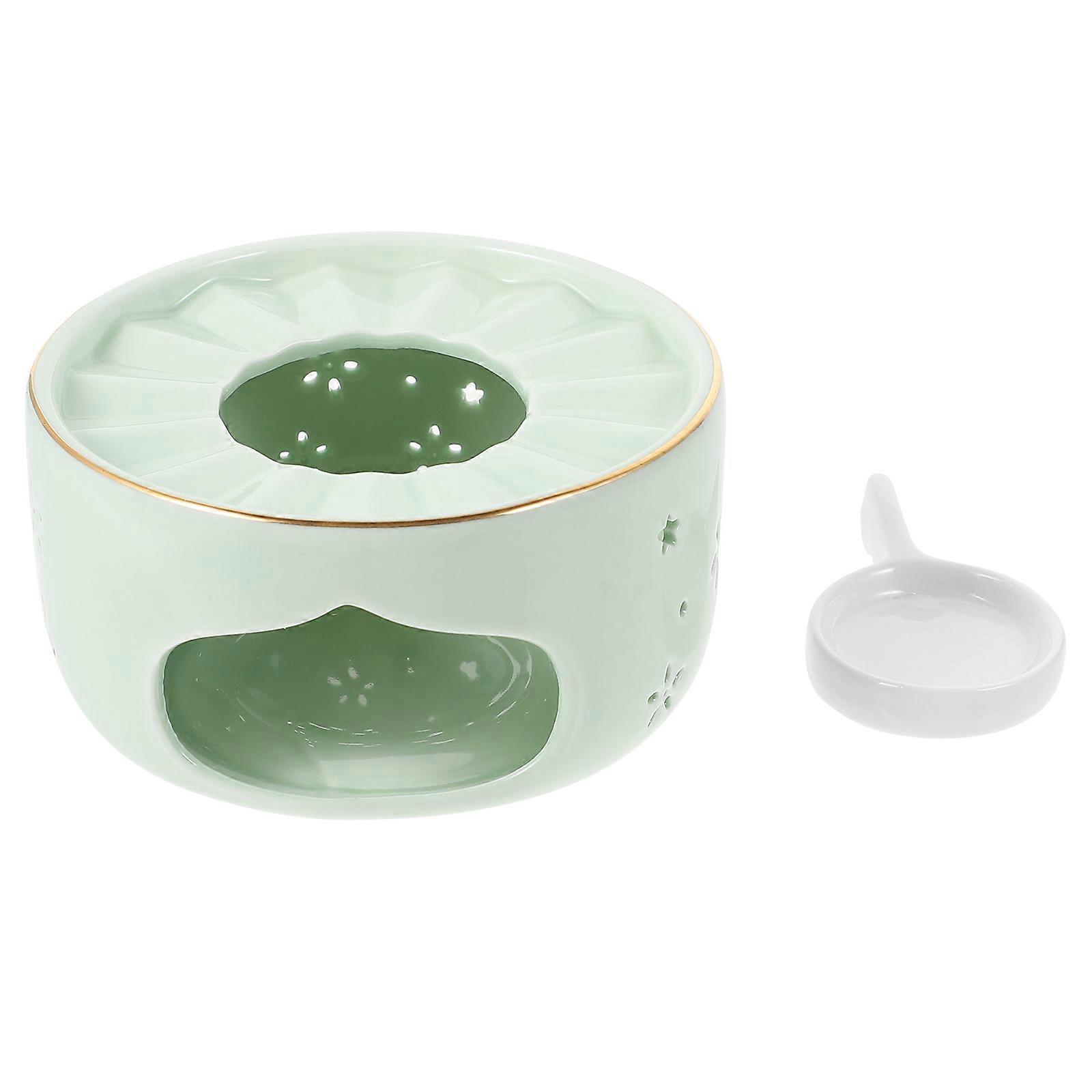 Green Ceramic Tea Heating Stove Teapot Warmer for Home Use 1Set