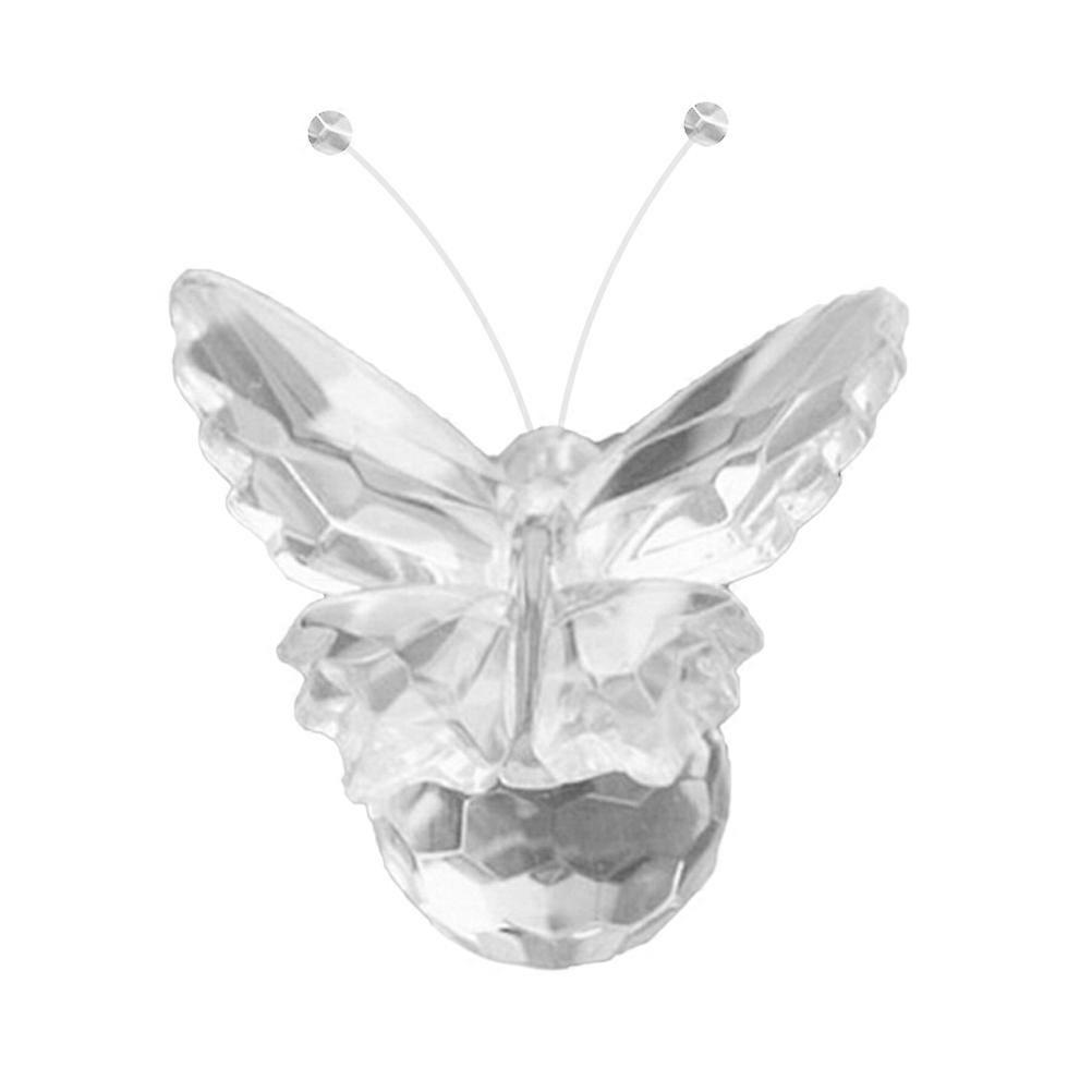 Artificial Crystal Sculpture Crystal Flying with Crystal Ball Base Insect Shape Transparent White Crystal Decoration 1Pack