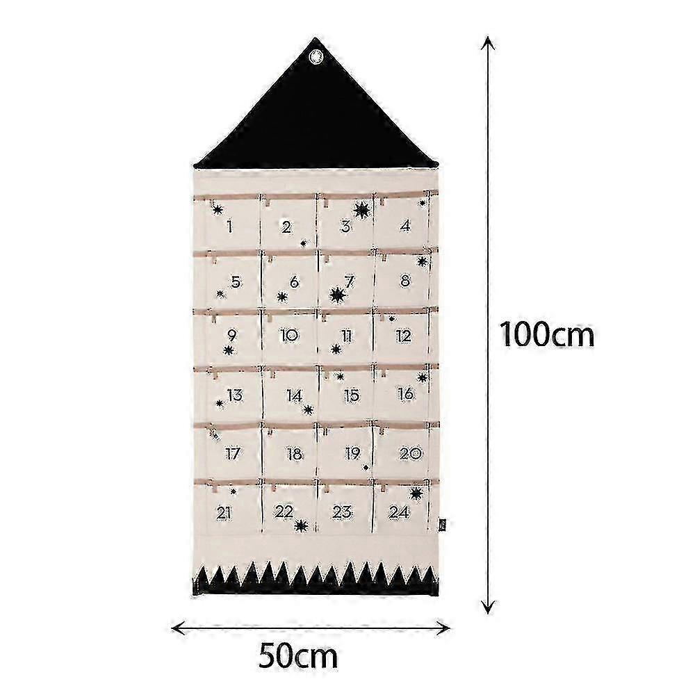 24 Pockets Christmas Advent Calendar Countdown Hanging Xmas Gift