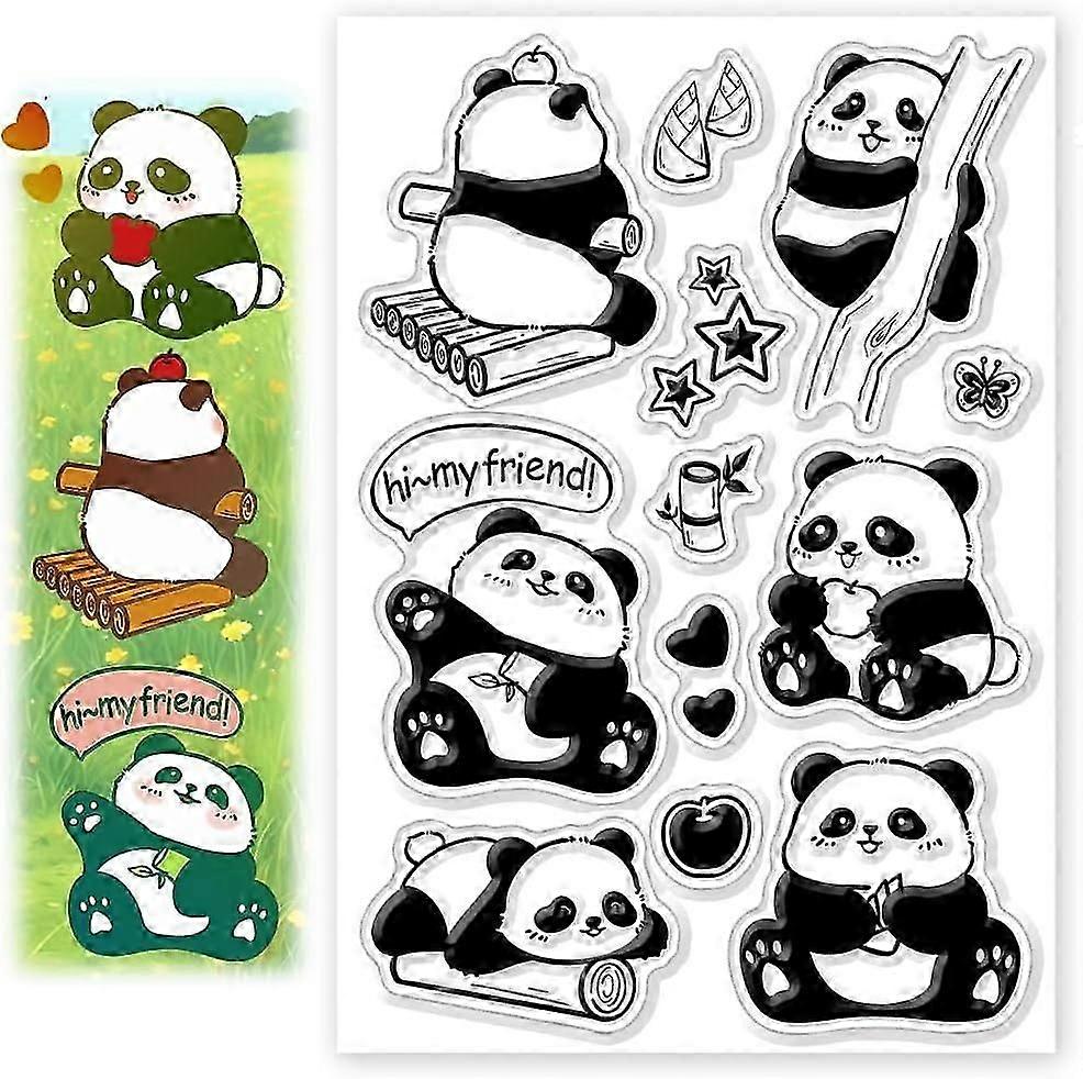 Cute Panda Silicone Clear Stamps Panda Stamp for DIY Scrapbooking Photo Album Decorative Cards Making Stamps for Holiday Card Making Album Crafts