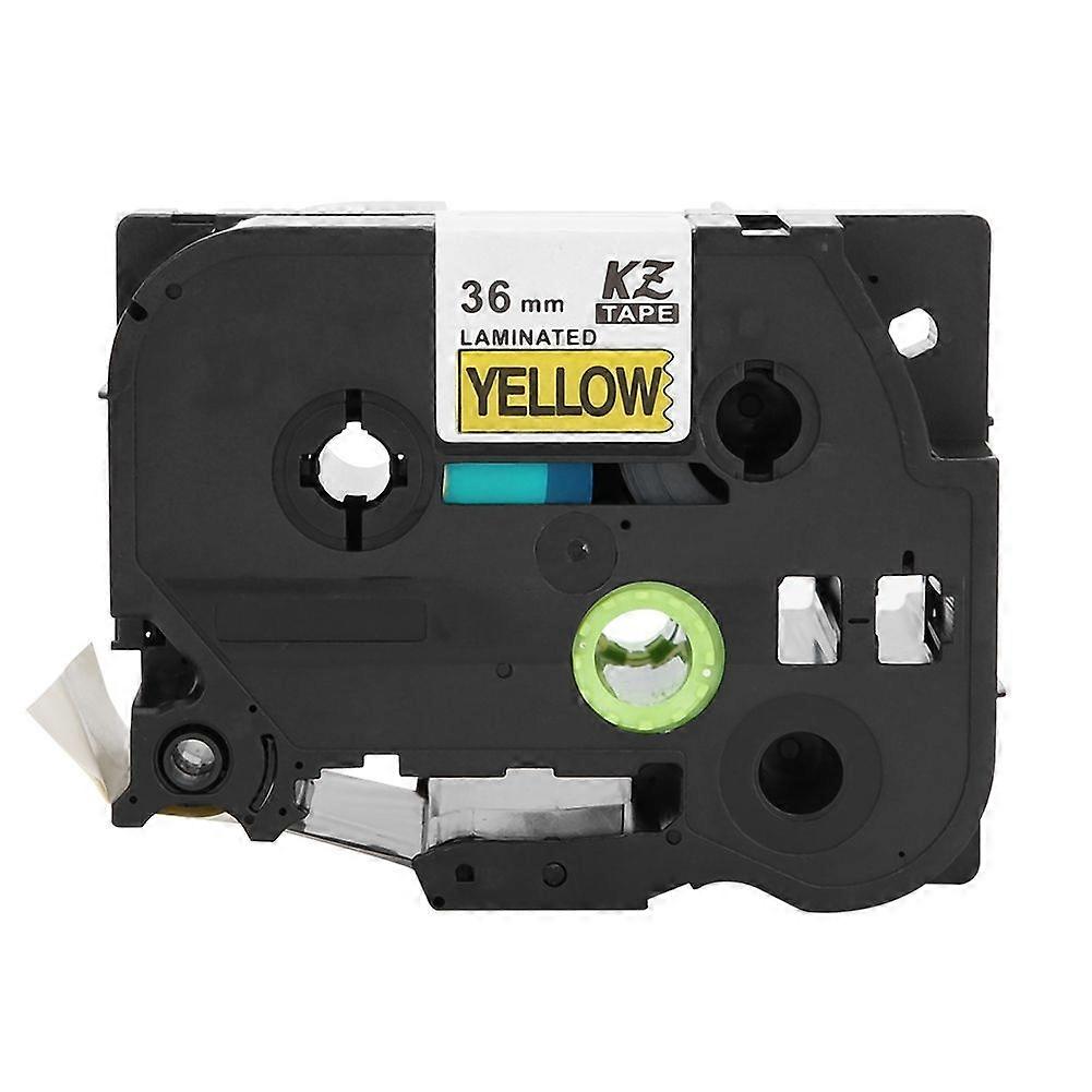 36mm Label Maker Laminated Label Tape Fit for Brother PT-9700PC PT-9800PCN PT-3600Black on yellow