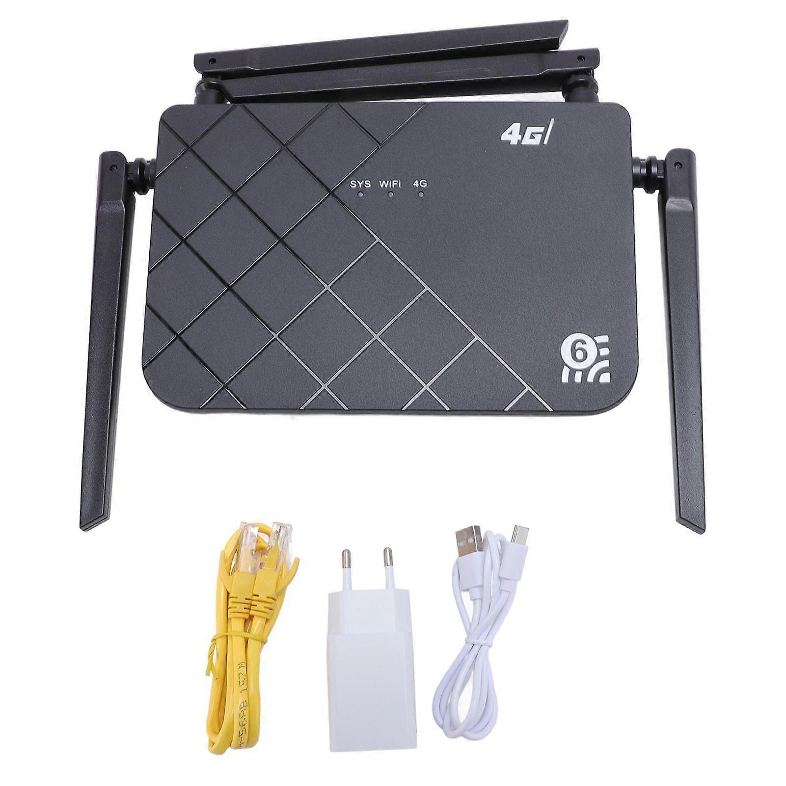 Unlocked 4G LTE Wireless WiFi Router with SIM Card Slot and 4 Antenna 300Mbps Type C Chraging WiFi Modem Router European Version EU Plug