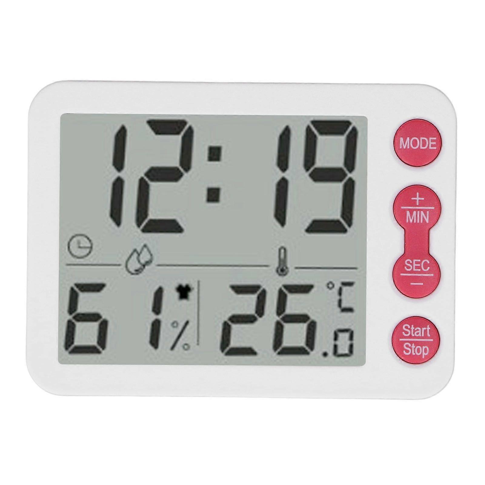 Indoor Digital Temperature Humidity Meter Multifunctional Electronic Thermometer Hygrometer with Alarm Clock Function White Red Key