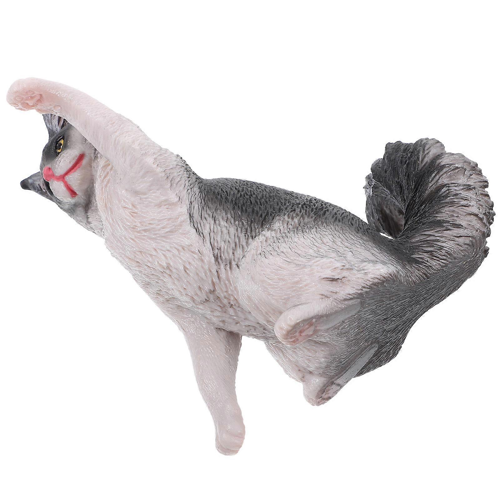 Lifelike Cat Figurine Plastic Small Kitten Model for Decor 2Pcs Artificial