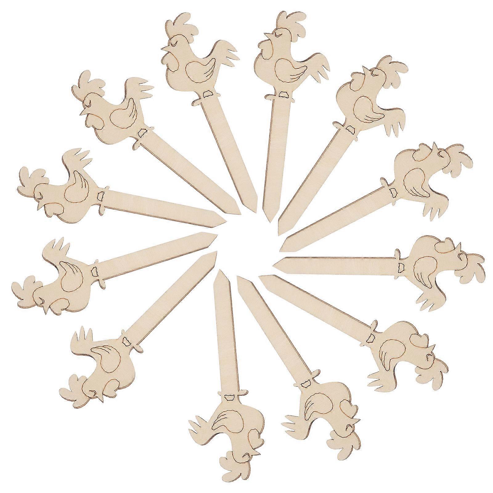 100Pcs Wooden Rooster Bookmarks for Decoration DIY Blank Inserts