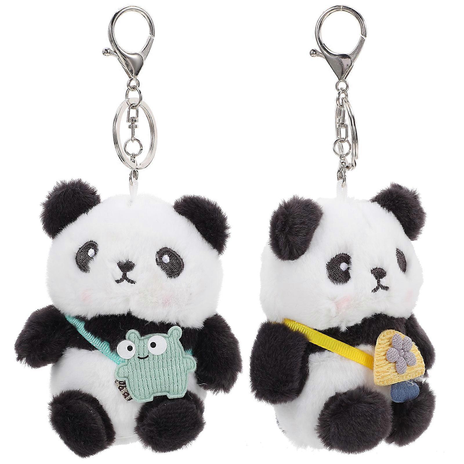 Lovely Plush Panda Keychain Stuffed Animal Pendant for Hanging Keys 10Pcs